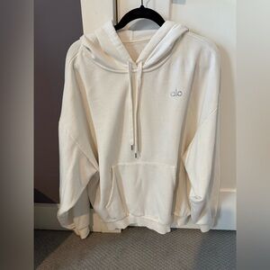 WOMENS ALO HOODIE SIZE LARGE COLOR CREAM / OFF WHITE